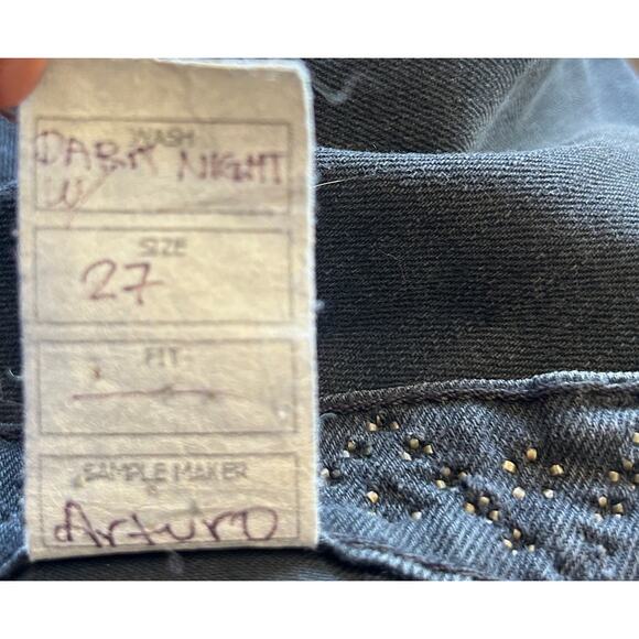 Current/Elliott Stiletto Jeans 27 Black Skinny Low Rise Studded Designer Rocker - Picture 14 of 15